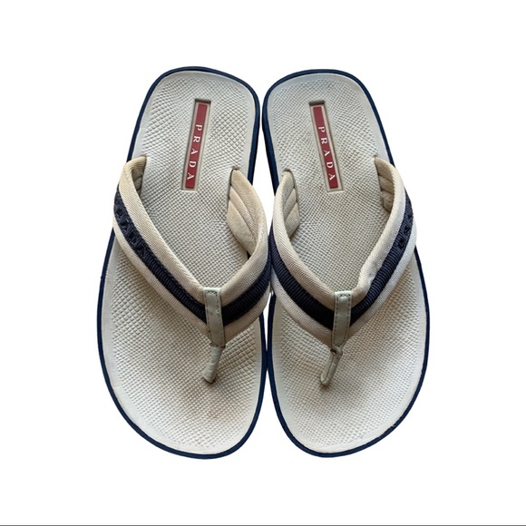 Prada White and Navy Sandals - Picture 3 of 4